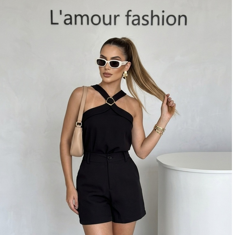 SUPER CHIQUE!!! Conjunto Clássico  Em Tecido Luis Twill Blusa Cavada Com Detalhe Fivela-Codigo1118 em Oferta na Shopee