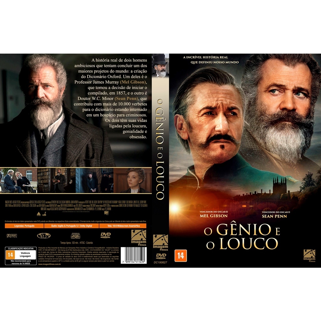 O Gênio e o Louco Mel Gibson, Sean Penn DUBLADO E LEGENDADO AUTORADO A história real de dois homens ambiciosos que tenta