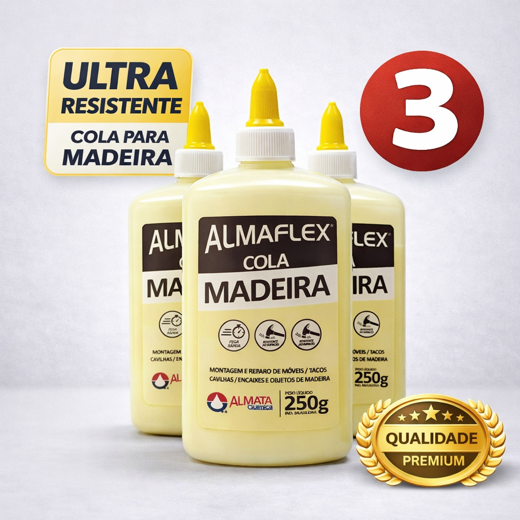 Cola Madeira Almaflex | Alta Adesão para Madeira e Artesanato | 250g - 90g| Almata Quimica