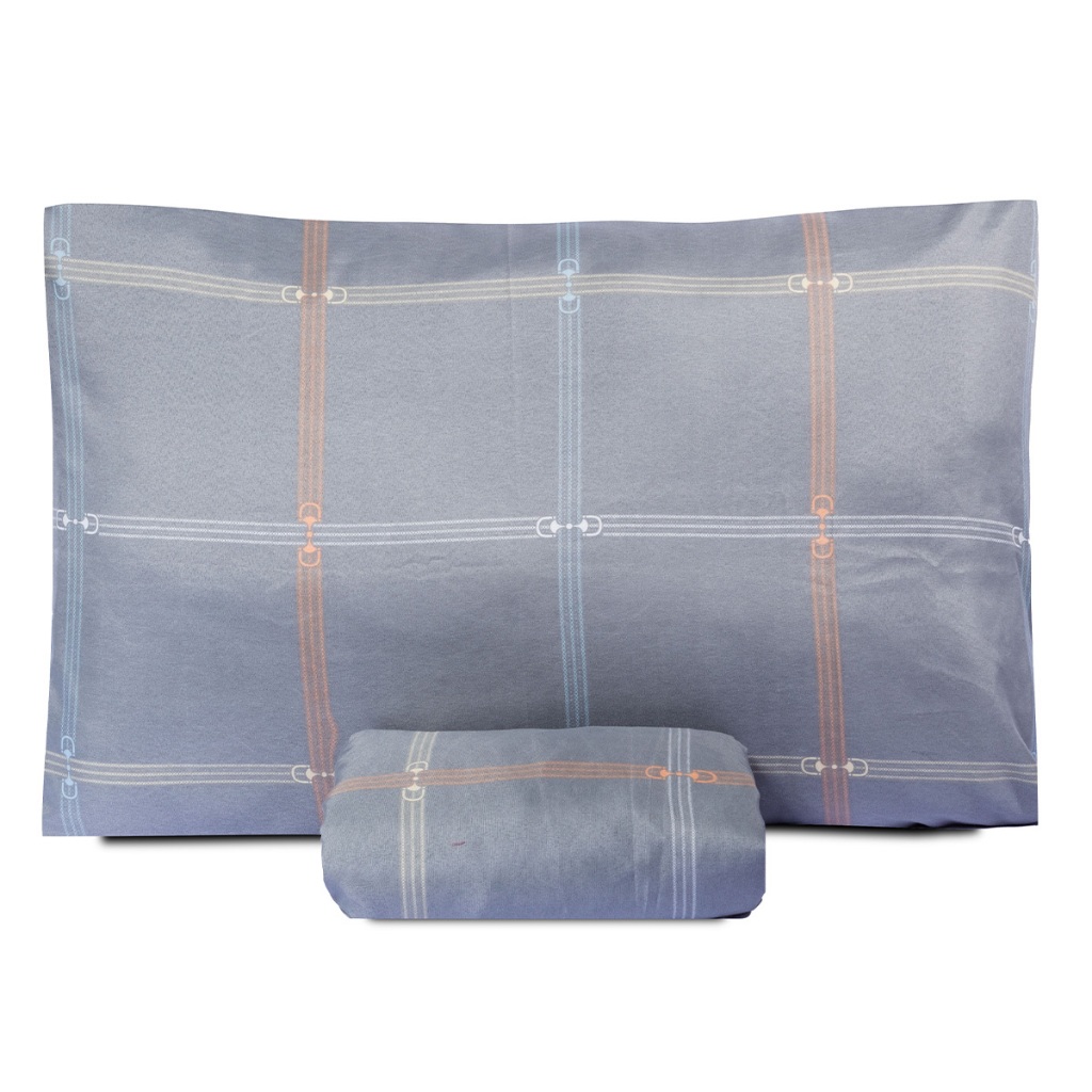 Jogo de Lençol Com Elástico Solteiro Basic Estampado - Jogo de Cama 2 Peças Estampa Xadrez 180 Fios