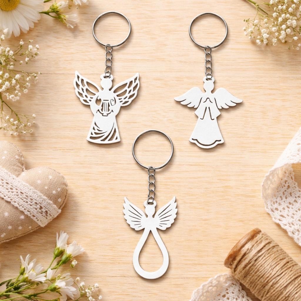 Kits 10/20/30/40 Chaveiros Anjo Lembrancinha Batizado Comunhão Crisma Brinde Religioso Personalizado