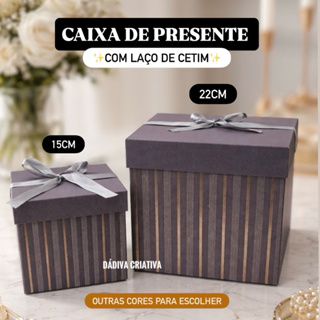 Caixa de Presente Listrada com laço em Oferta na Shopee