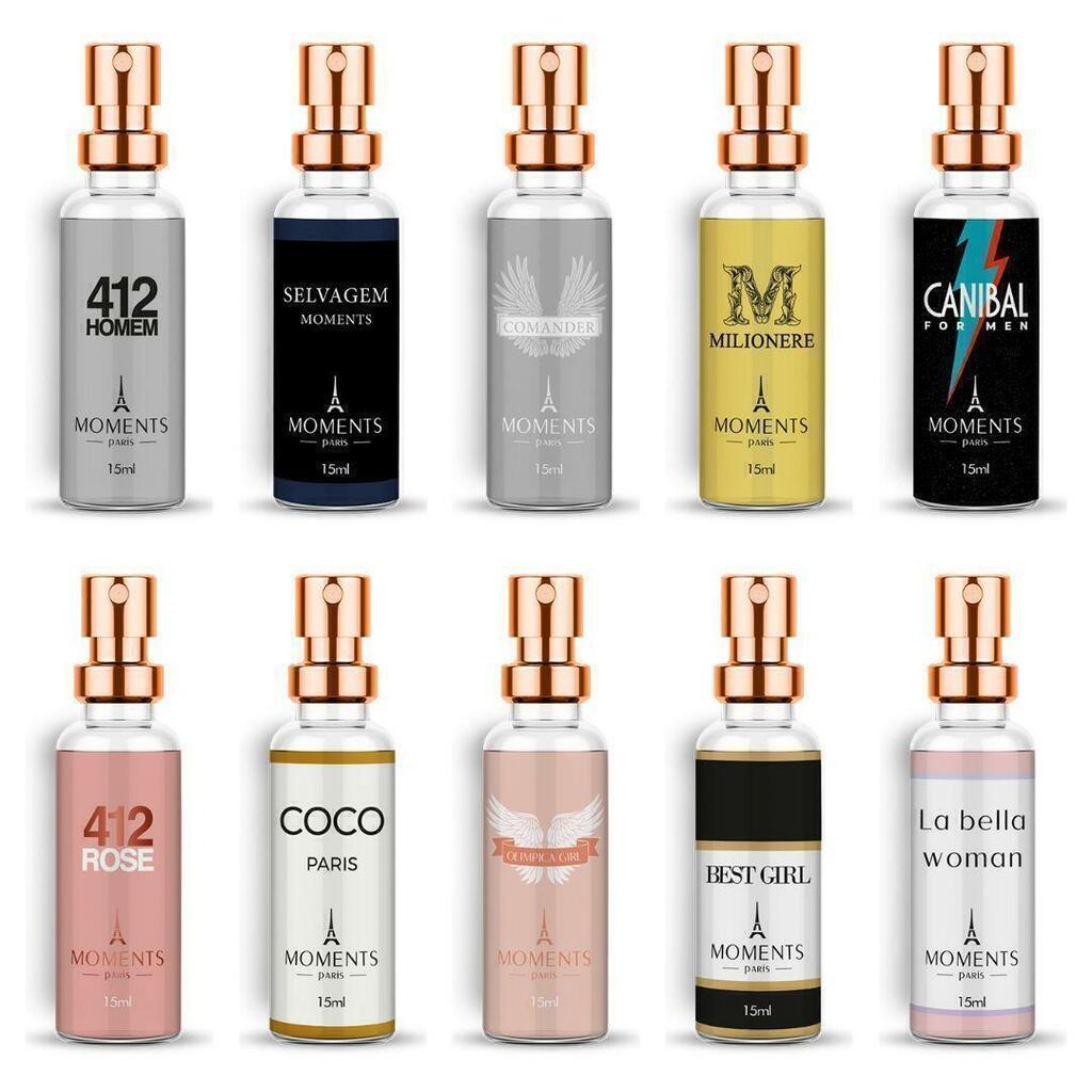 MOMENTS PARIS MINI PERFUME DE BOLSO MASCULINO/ FEMININO 15ml  INSPIRAÇÃO DOS IMPORTADOS ALTA FIXAÇÃO