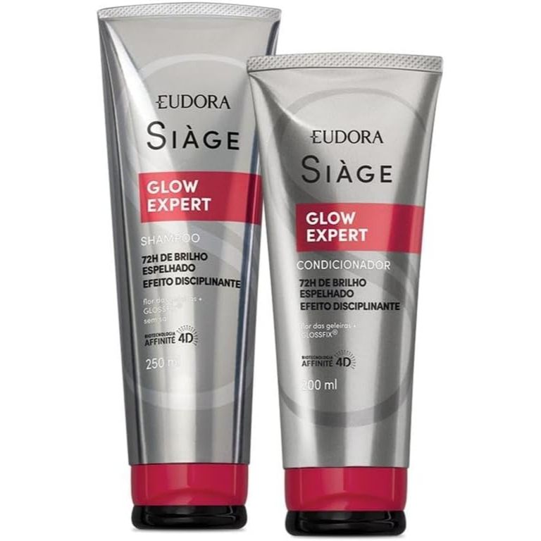 kit Siáge shampoo 250ml + condicionador 200 ml Glow expert 72 h de brilho espelhado