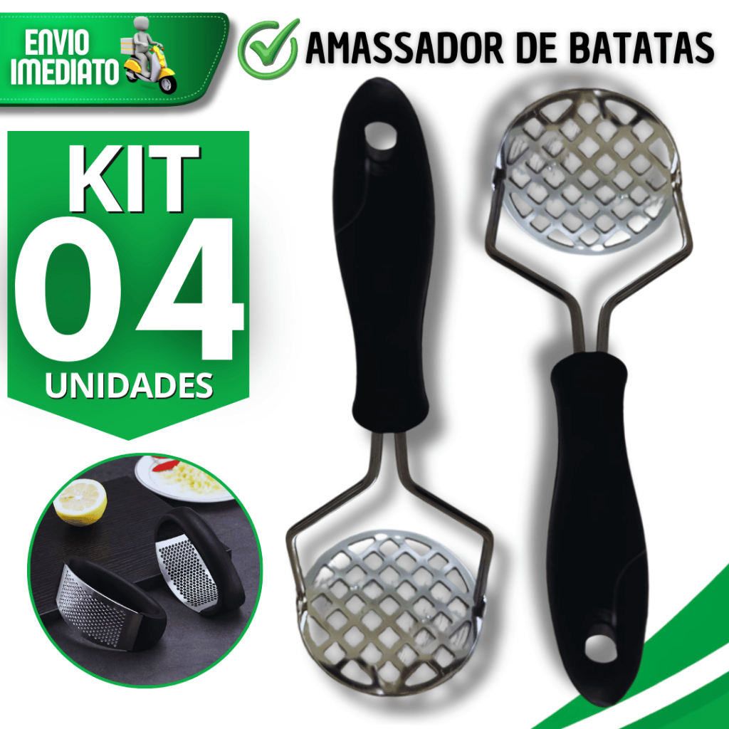 Amassadores Espremedor de Batata Aço Inox Resistente Feijão Legumes Multiuso Utensílios
