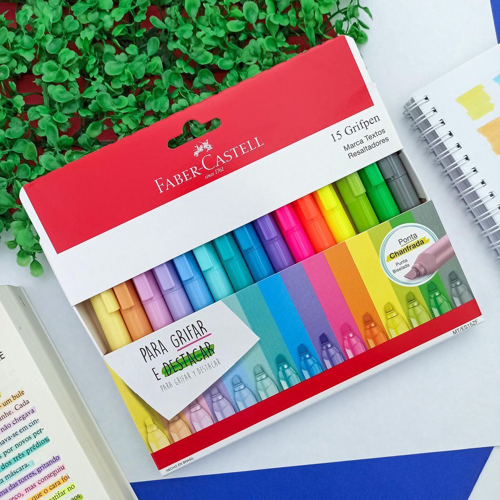 Marcador De Texto Faber Castell Grifpen Com 15 Cores MT/ES15ZF