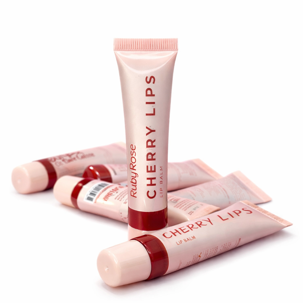 LIP BALM CHERRY LIPS RUBY Rose Hidratante Bálsamo Labial Cor Suave Brilho Hidratação Intensa 15g