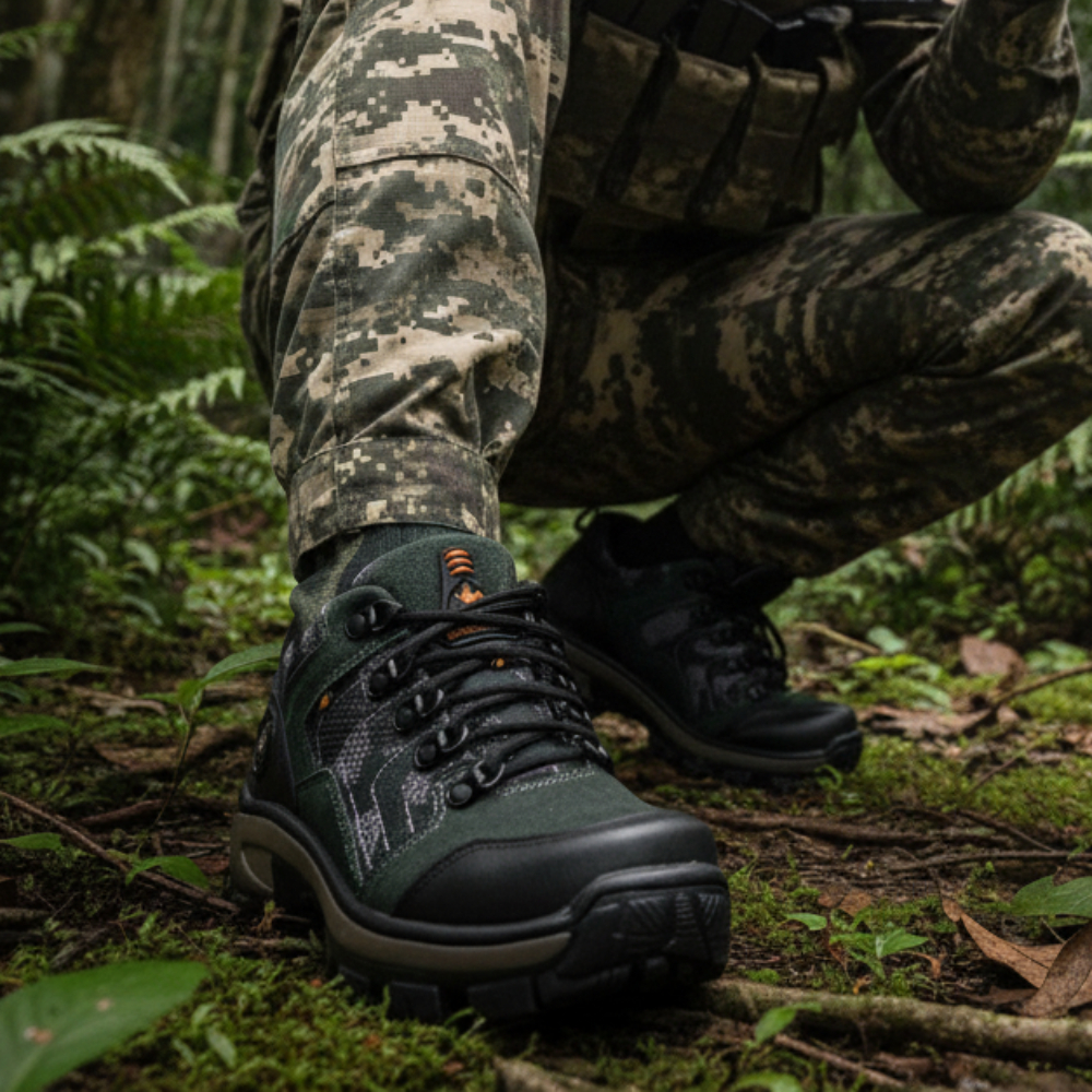 Bota de Trilha Adventure Trekking Outdoor Couro Legítimo Solado Tratorado Costurado + Meia