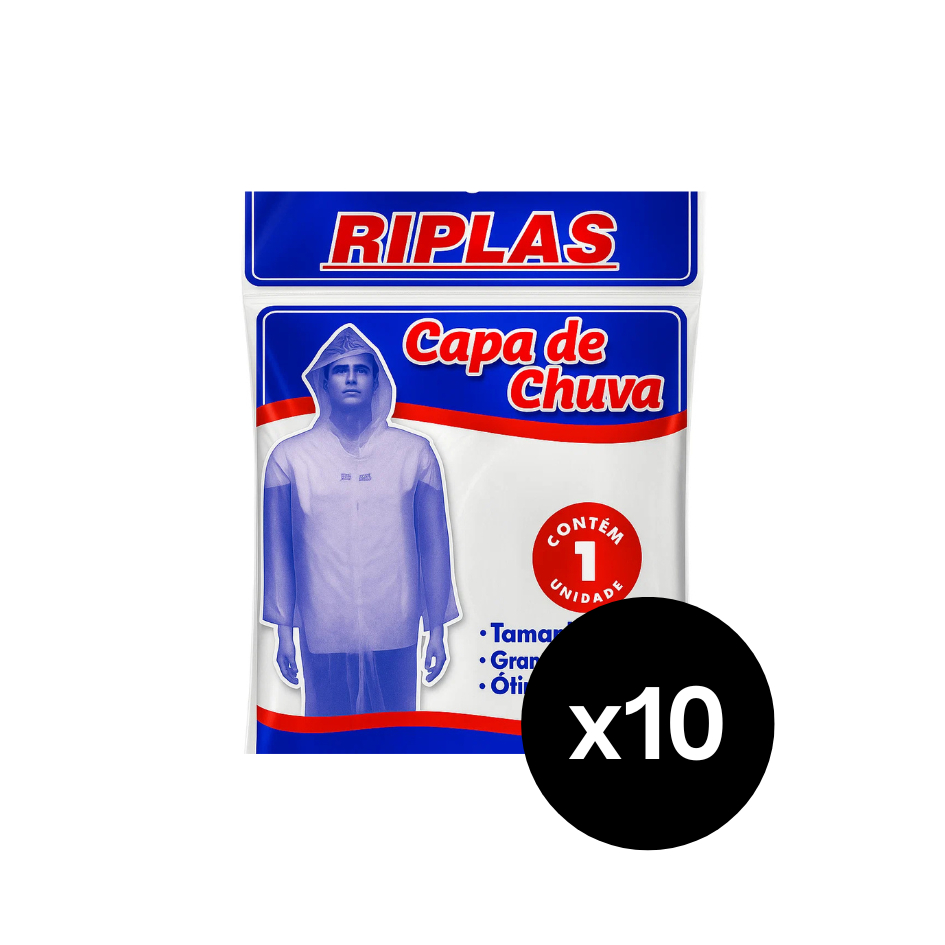 Kit 10 Capas de Chuva Transparentes Descartáveis com Capuz