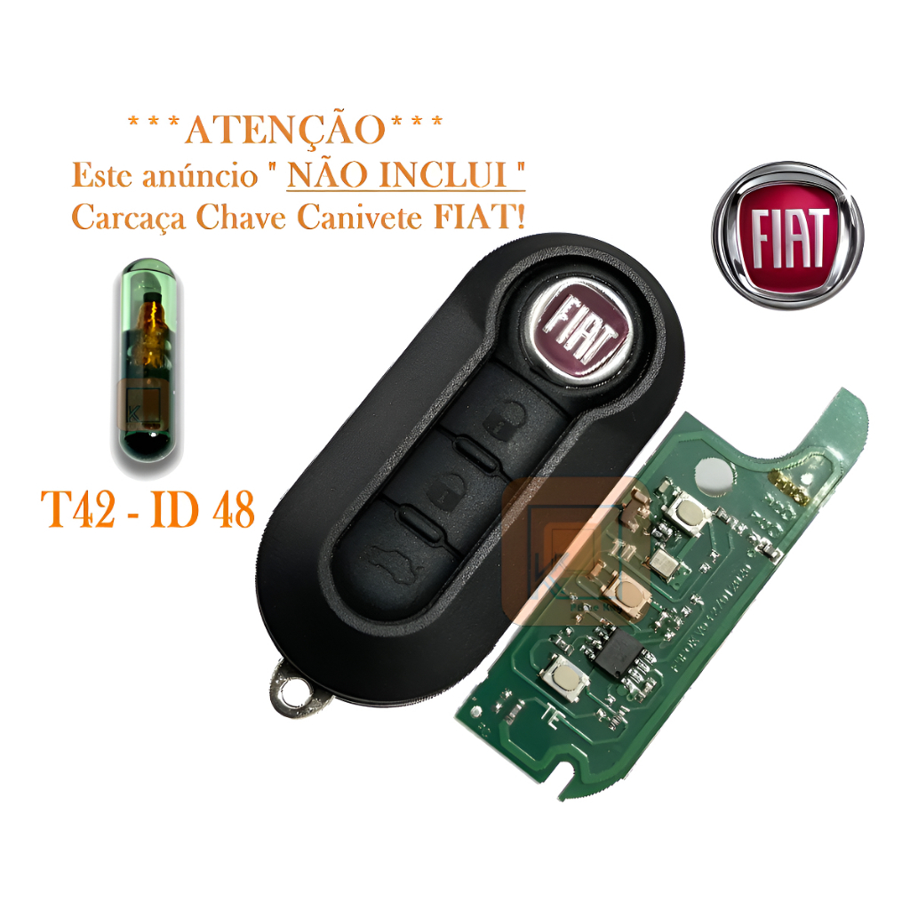 Placa Positron + Chip T42 Fiat Chave Automotiva