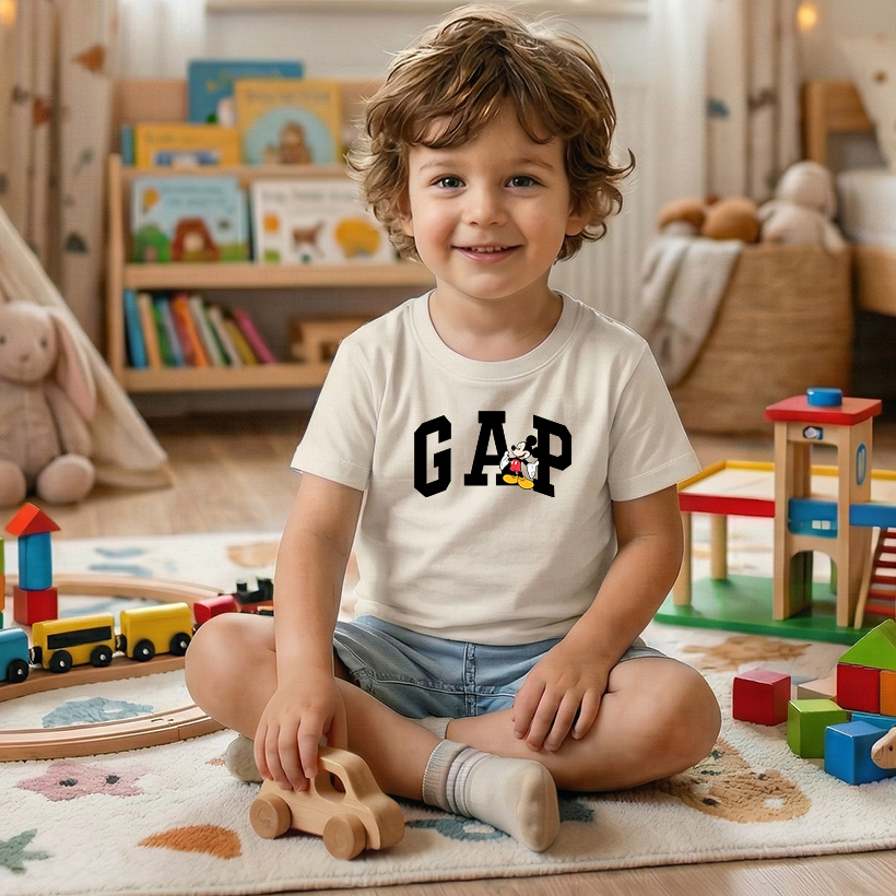 Camiseta Infantil Mickey Estilo GAP – Menino | Básica Premium Confortável Tendência 2026