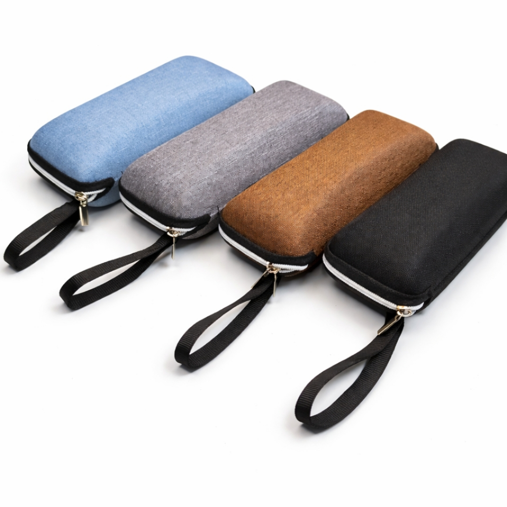 Kit 4 Estojos Case Para Óculos de Sol e Grau com Zíper Rígido Cores Variadas ou Iguais Com Flanelas