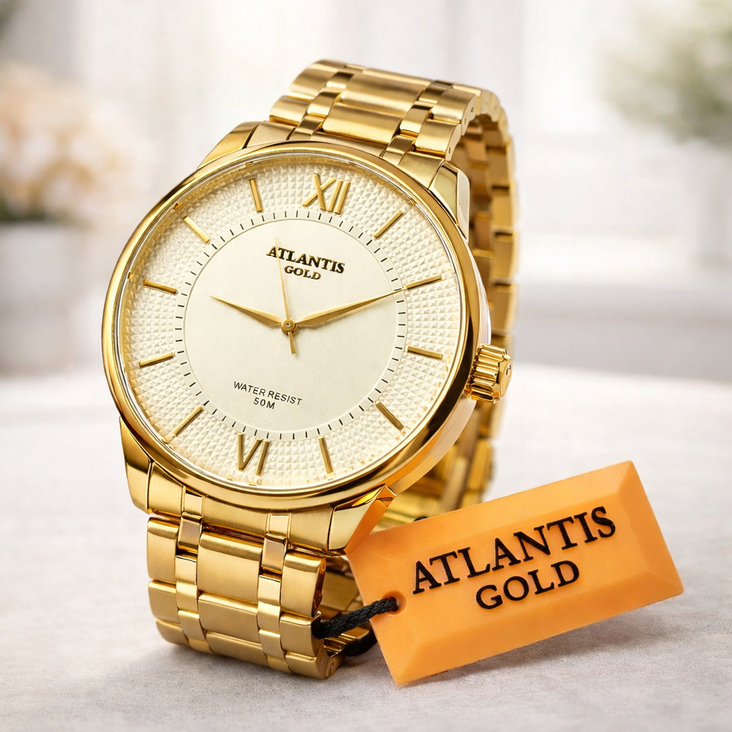 Relógio Atlantis Dourado Original Feminino com Garantia + Caixinha