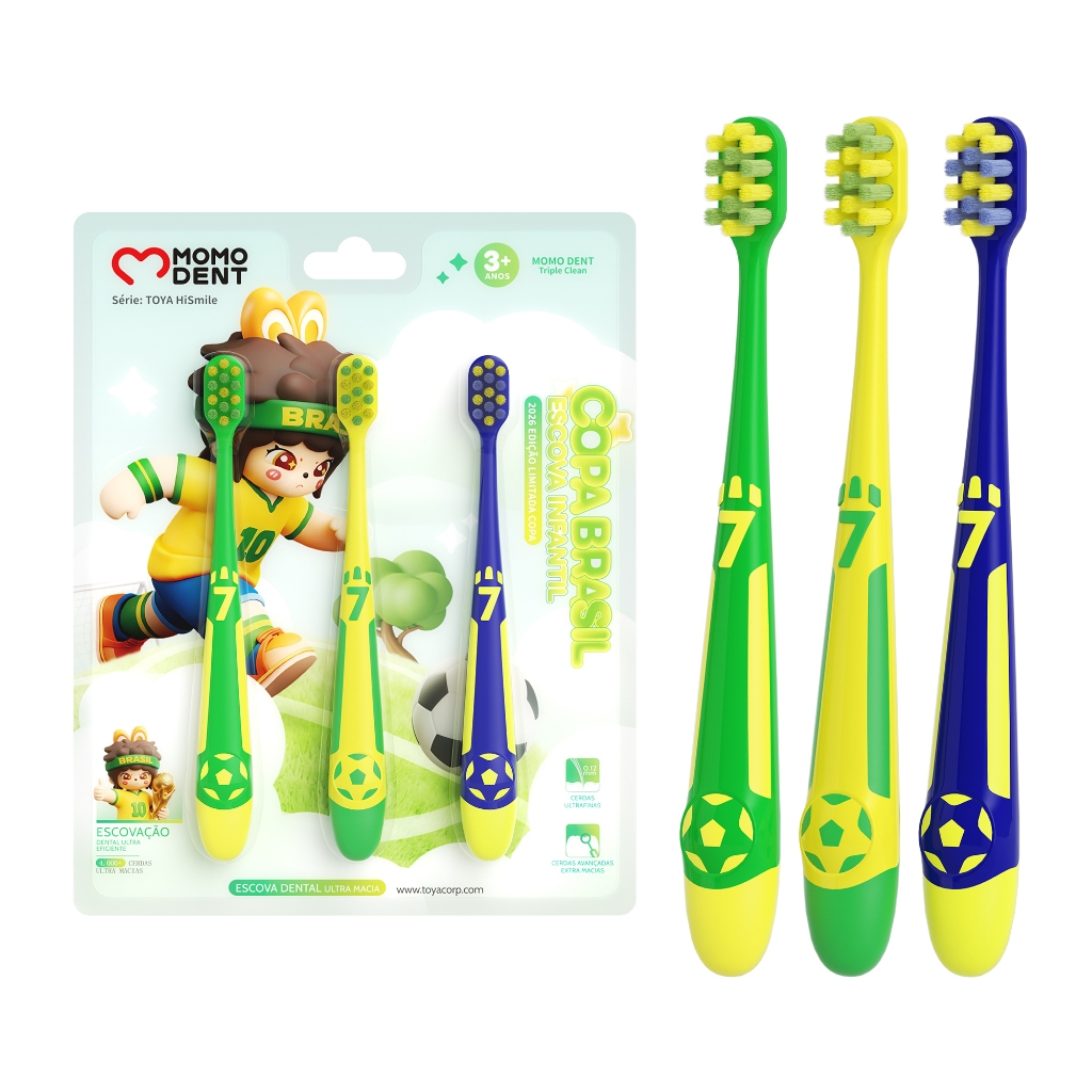 MOMODENT Escova Dental Infantil,4000+ Cerdas 0,12mm, Cerdas Ultra Macias, 3 Cores,3+ Anos em Oferta na Shopee