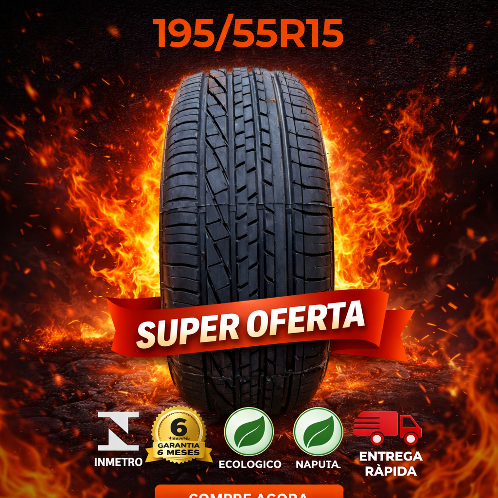 Pneu 195/55R15 Remold Linha Premium com Melhor Custo Benefício e Certificado do Inmetro