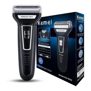 Maquina De Cortar Cabelo e Barba Barbear Shaver Aparador Elétrico 3 Em 1 Kemei 6558