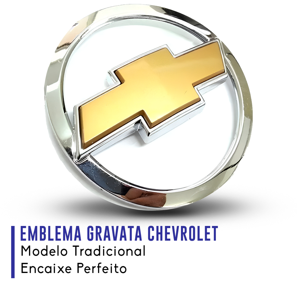 Emblema Chevrolet Celta Prisma 2007 a 2015 Gravata Dourada Grade Dianteira — imagem 2 de 2