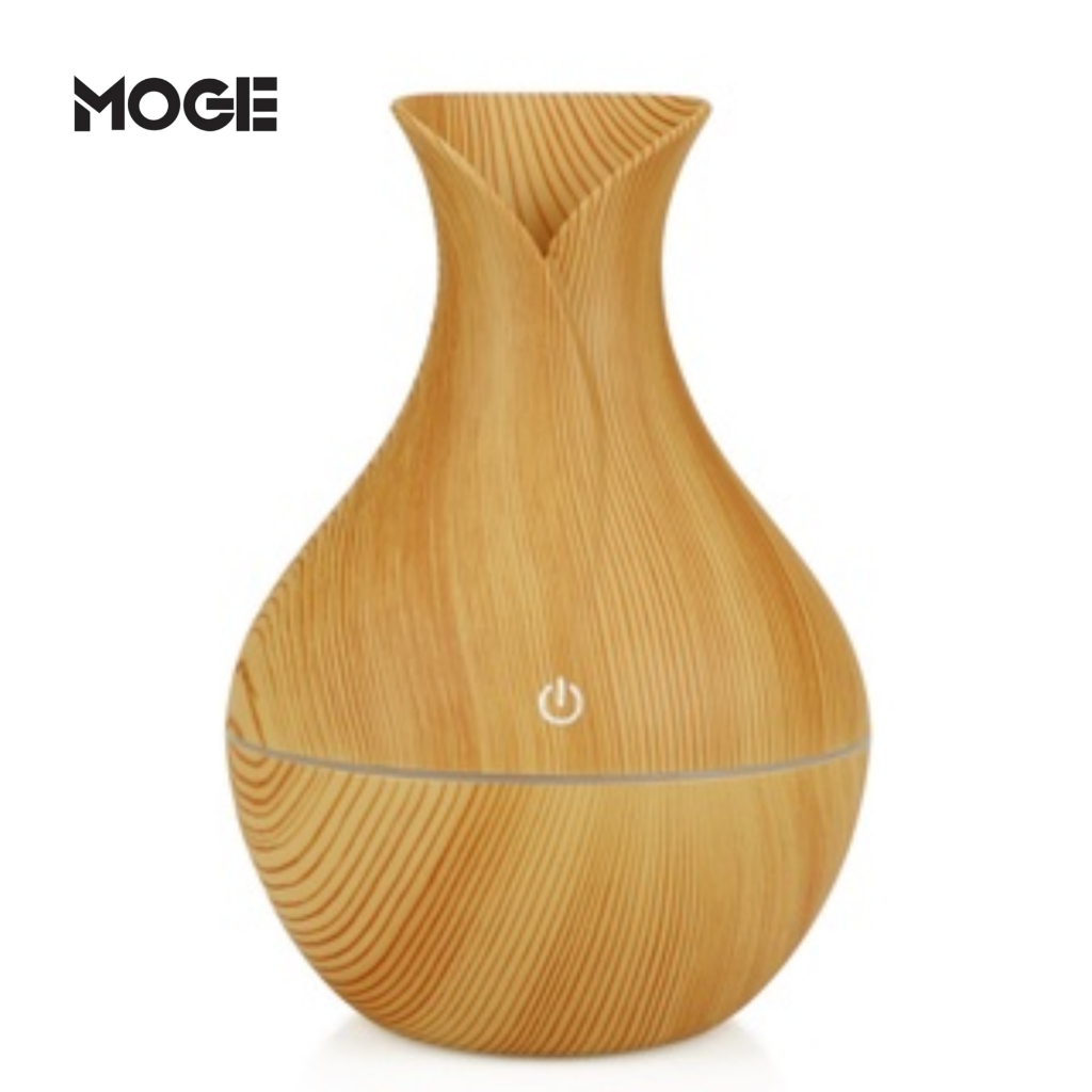 Imagem Umidificador Ultrassônico USB 130ml | Difusor Aroma Madeira Tulipa | LED | Silencioso