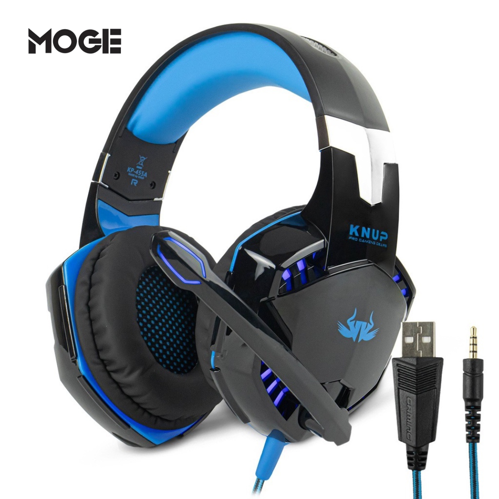 Headset Gamer Knup KP-455A | LED Surround | Microfone Retrátil | P3 + Adaptador P2