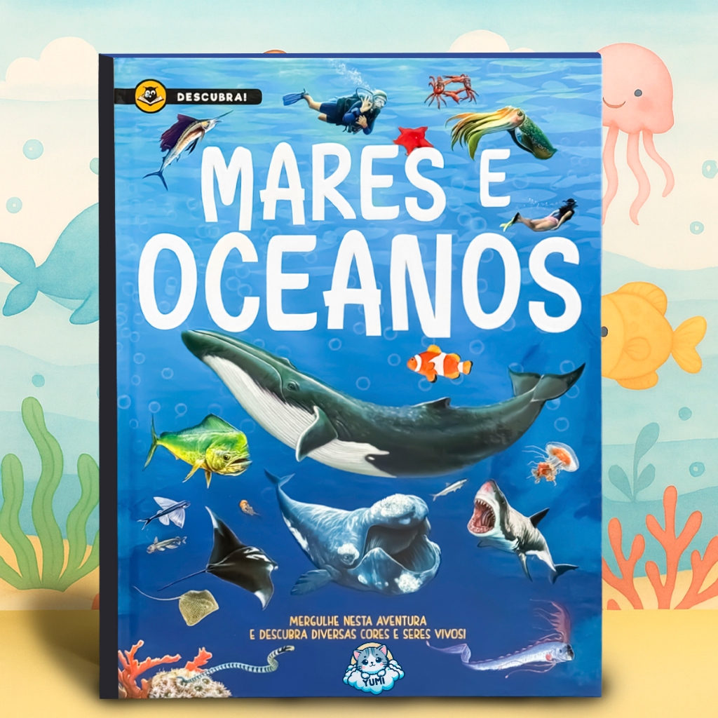 Livro Mares e Oceano | Animais Marinhos Conheça e Aprenda | Capa Dura Livro Educativo