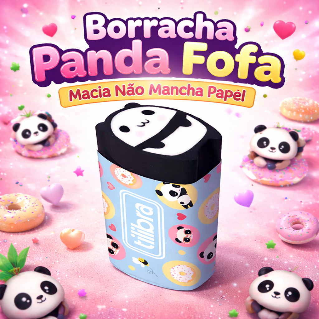 Borracha Panda Fofa Tilibra Escolar Macia Não Mancha Papel Apagar Lápis Infantil Material Escolar Divertido