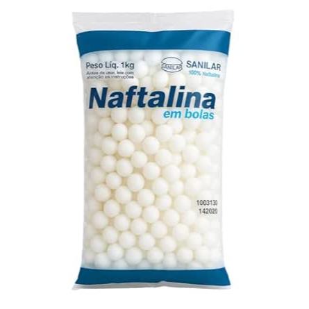 Naftalina em Bolas Sanilar - Antimofo e Antiodor 100g, 200g, 400g, 600g ou 1kg