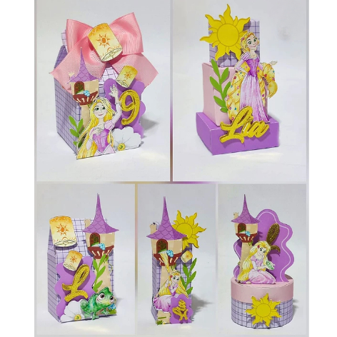 KIT CAIXINHAS PERSONALIZADAS RAPUNZEL - LEMBRANCINHAS PARA FESTA - ENVIO DESMONTADO
