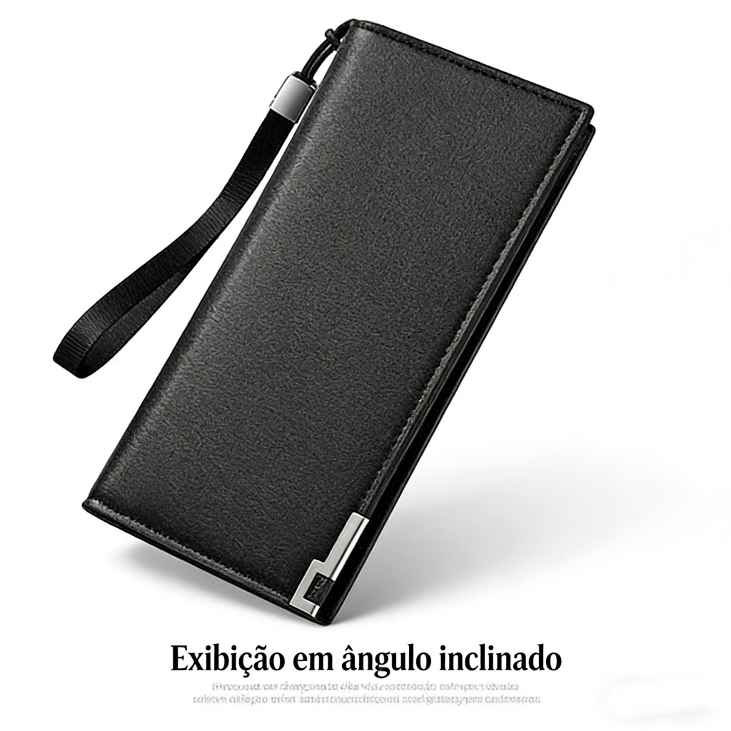Carteira Longa Masculina Executiva | Couro PU Premium, Compartimentos Grandes Capacidade