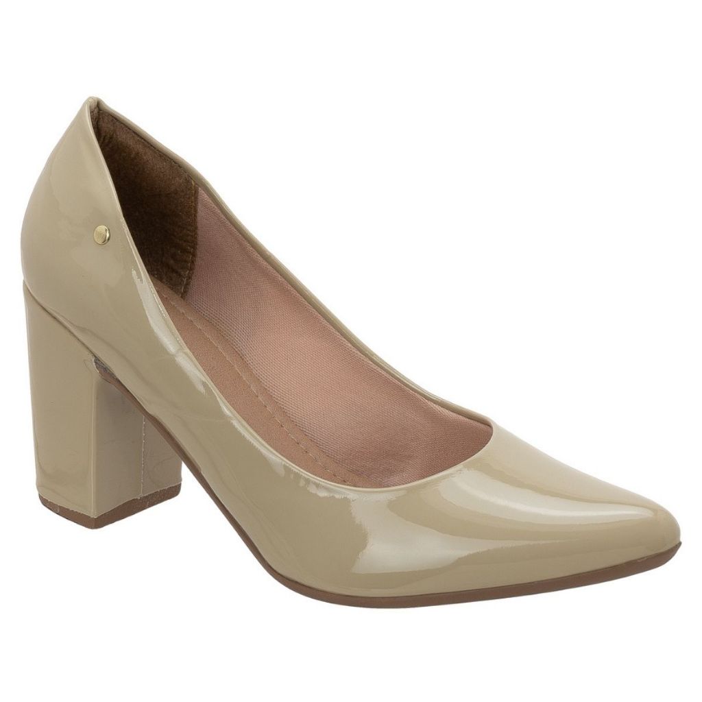 Sapato Social Feminino Feminina Scarpin Scarpan Salto Médio Alto Bloco Bico Fino Confortável Confort Diversas Cores  8cm