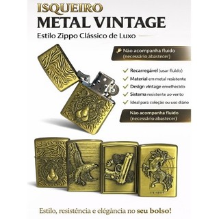 Isqueiro de Luxo Modelo Zippo Recarregável - Carregue com Fluido Antes de Usar