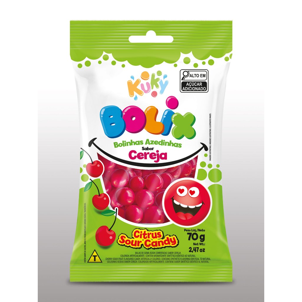 Kit 3  Bolix Azedinha Sabor Cereja  70g - Kuky