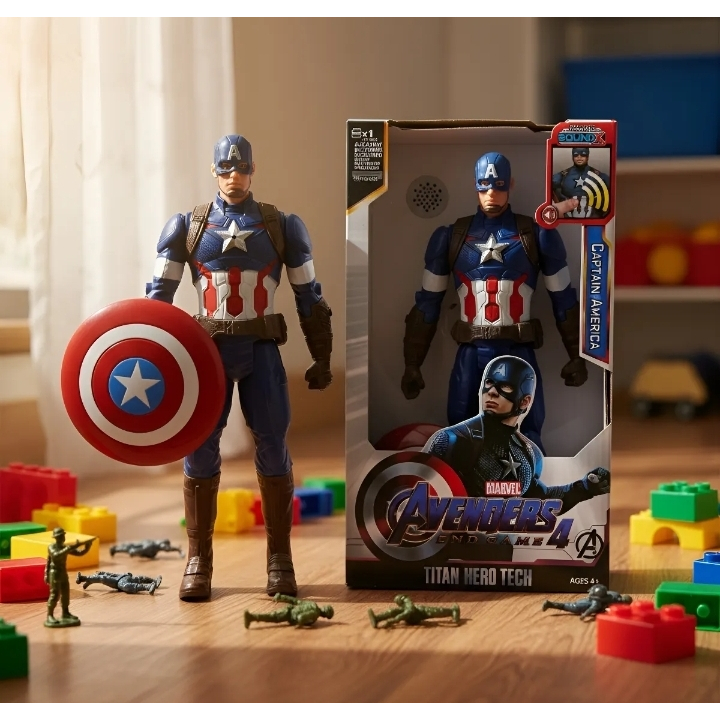 Boneco Capitão América Grande 30 Cm Com Luz E Som Vingadores