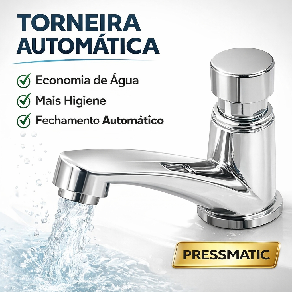 Torneira de Banheiro Luxo ABS – Acionamento Automático Pressmatic 1194 Cromada
