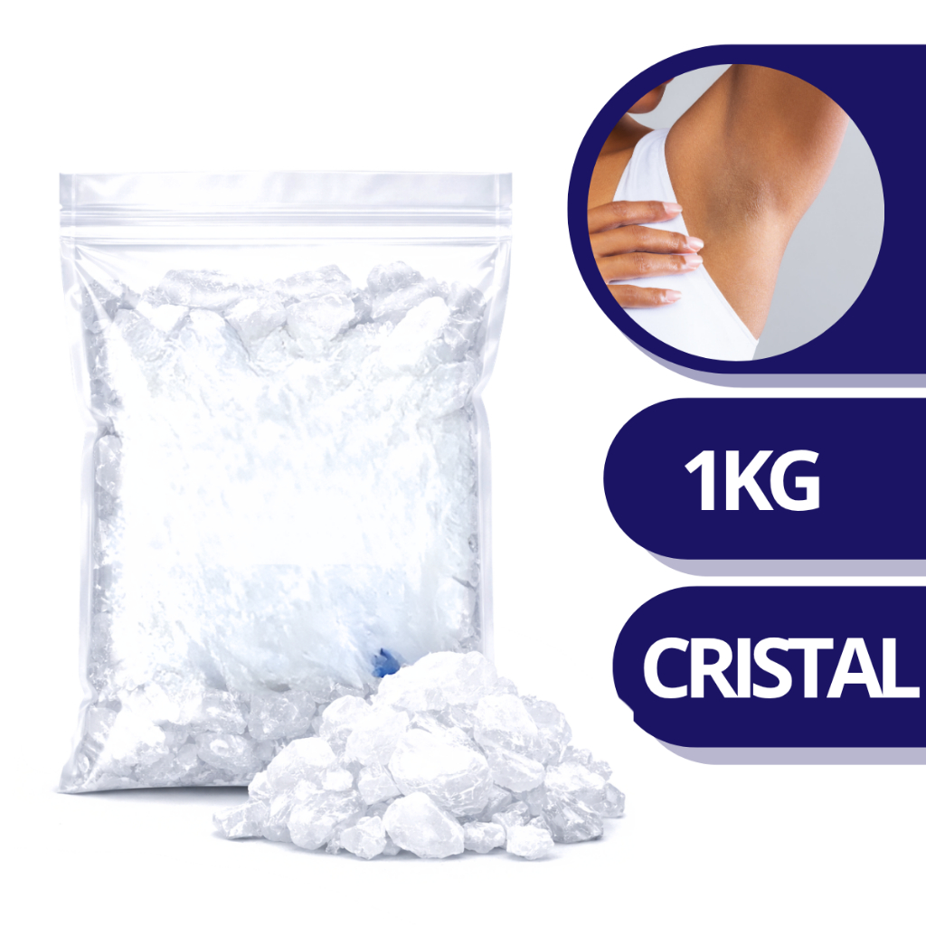 Pedra Hume Cristal 1Kg Alúmen de Potássio pós barba cicatrizante desodorante natural