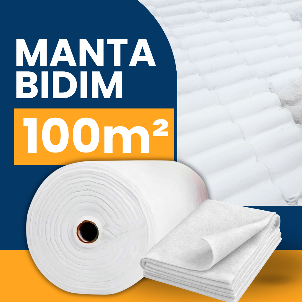 Manta Bidim VP50 100m² Reforço Para Manta Líquida Telhados Lajes Calhas Alta Resistência