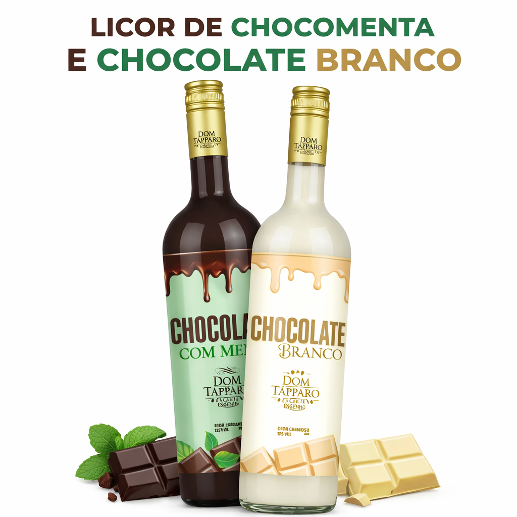 Kit 2 Licores Chocomenta + Chocolate Branco Creme Dom Tapparo