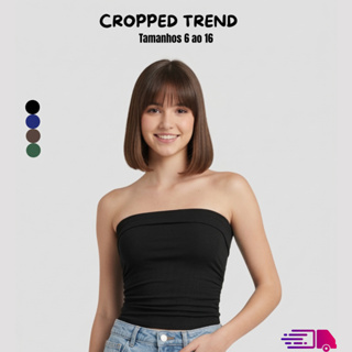 Cropped Tomara que Caia Juvenil Franzido Lateral Moda Verão Menina Adolescente em Oferta na Shopee