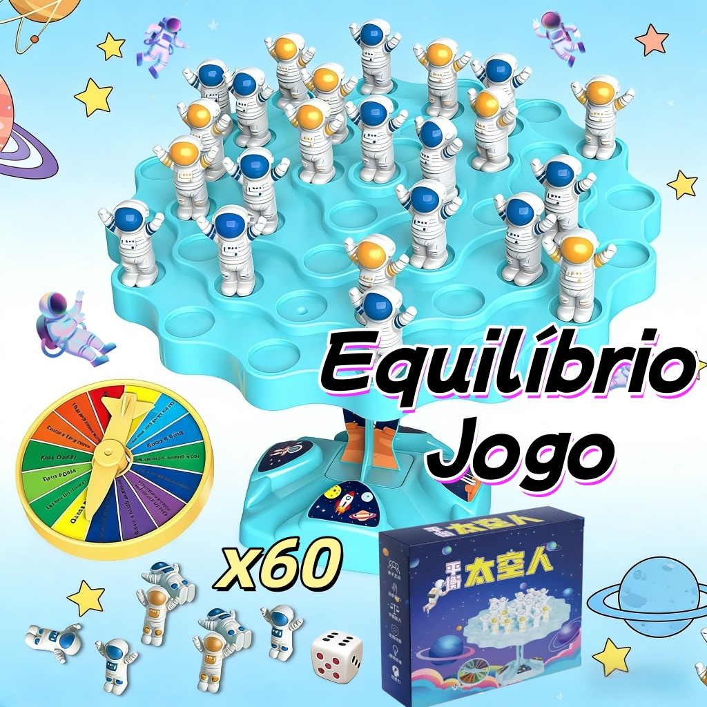 Brinquedo Educativo Astronauta Equilíbrio 60 Peças Jogo de Mesa de Empilhamento Interativo para Crianças