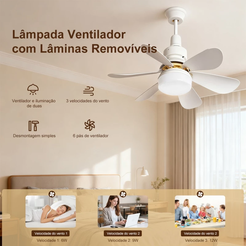 Ventilador de Teto LED Silencioso com Controle Remoto — foto 4