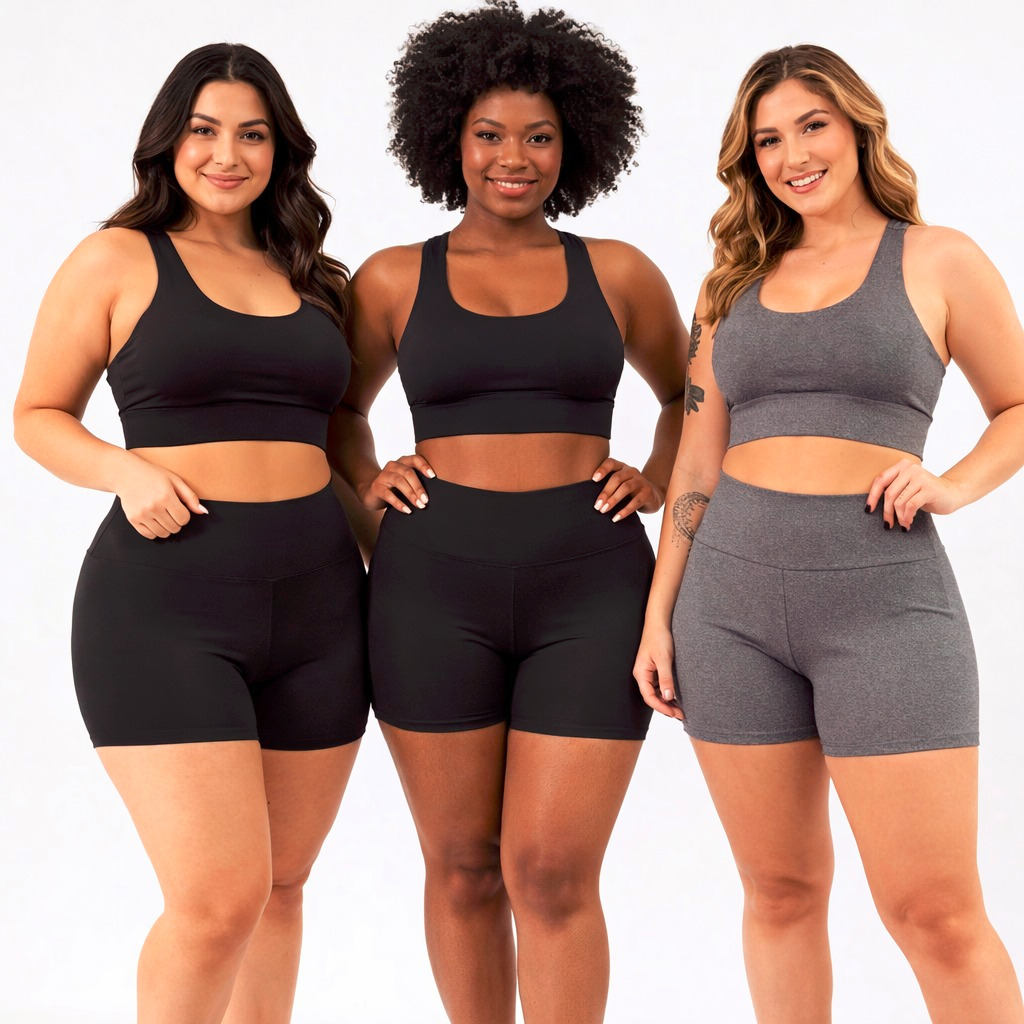 Kit 2 Bermudas Suplex Feminina Fitness Cintura Alta Zero Transparência Ginástica Academia Caminhada