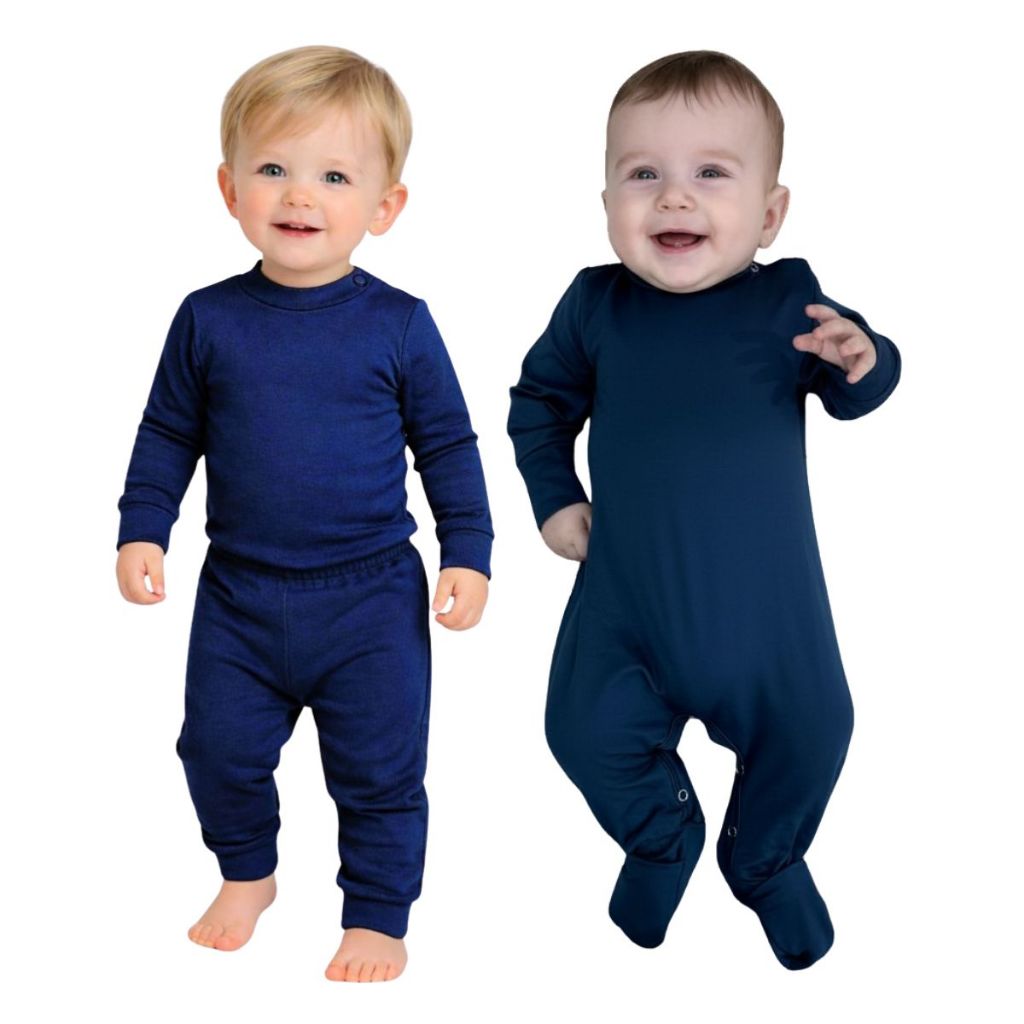 Kit Conjunto Body + Calça + Macacão Térmico Comfort Peluciado Inverno Quentinho Bebê Infantil