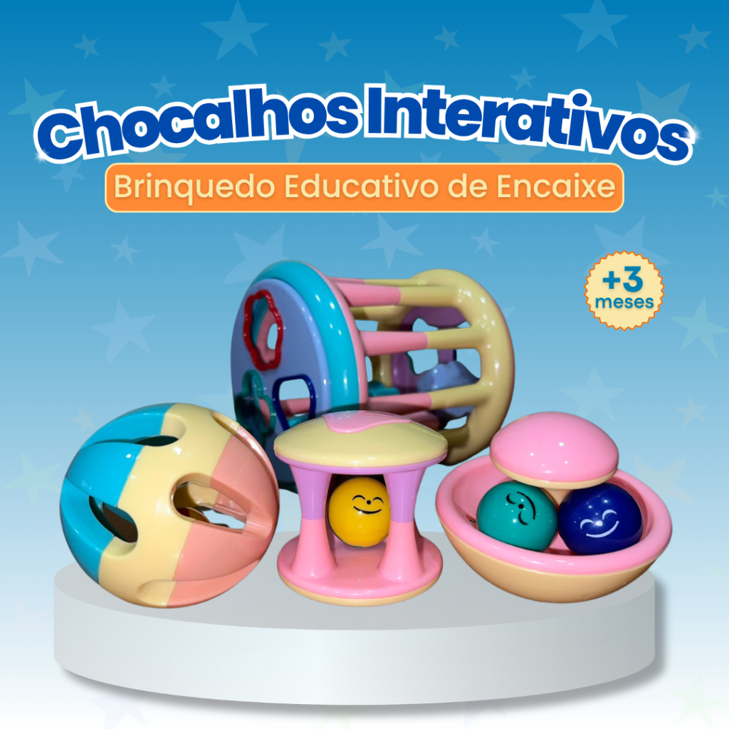 Chocalho para Bebê | Sensorial Interativo – Brinquedos Educativos de Encaixe e Coordenação Motora