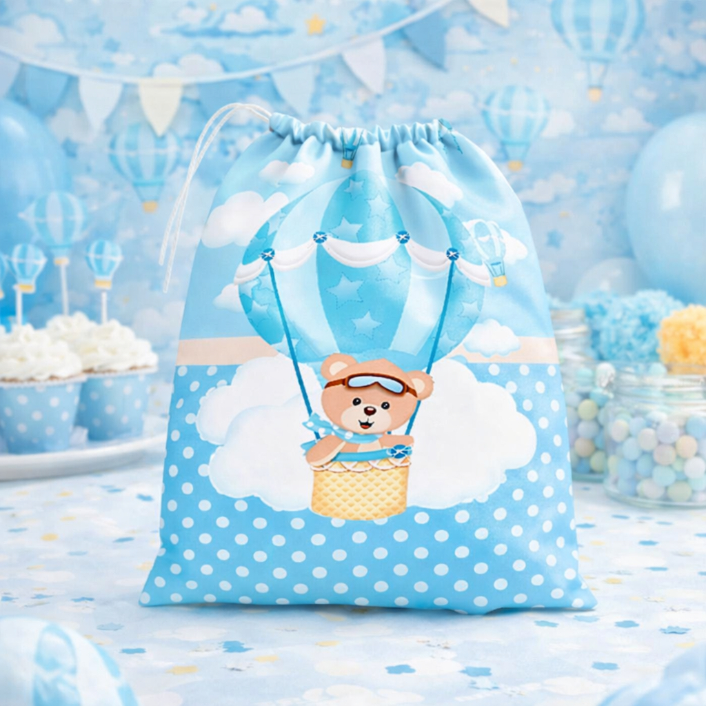 Saquinho Surpresa Ursinho Baloeiro 16 x 22 Festa Infantil Lembrancinha Premium Oferta Imperdível Bibi