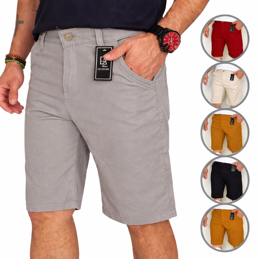 Bermuda Sarja Masculina Slim Brim Jeans Premium Colorida Bolso Faca Social em Oferta na Shopee