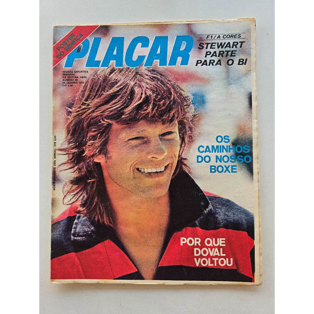Revista Placar Nº 98 - Jan/1972 - Pôster Benfica / Doval / Fórmula 1