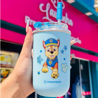 Copo Neo com canudo 300ml Chase | Copo Térmico, Tampa c/Vedação por Pressão e Canudo c/Protetor de Silicone | Mobilidade