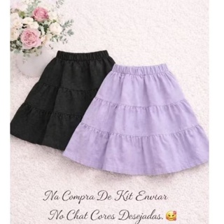 Kit Com 2 Saia Infantil Tres Maria Rodada de Babadinho Varias Cores e Tamanhos Do 2 Ao 10 em Oferta na Shopee