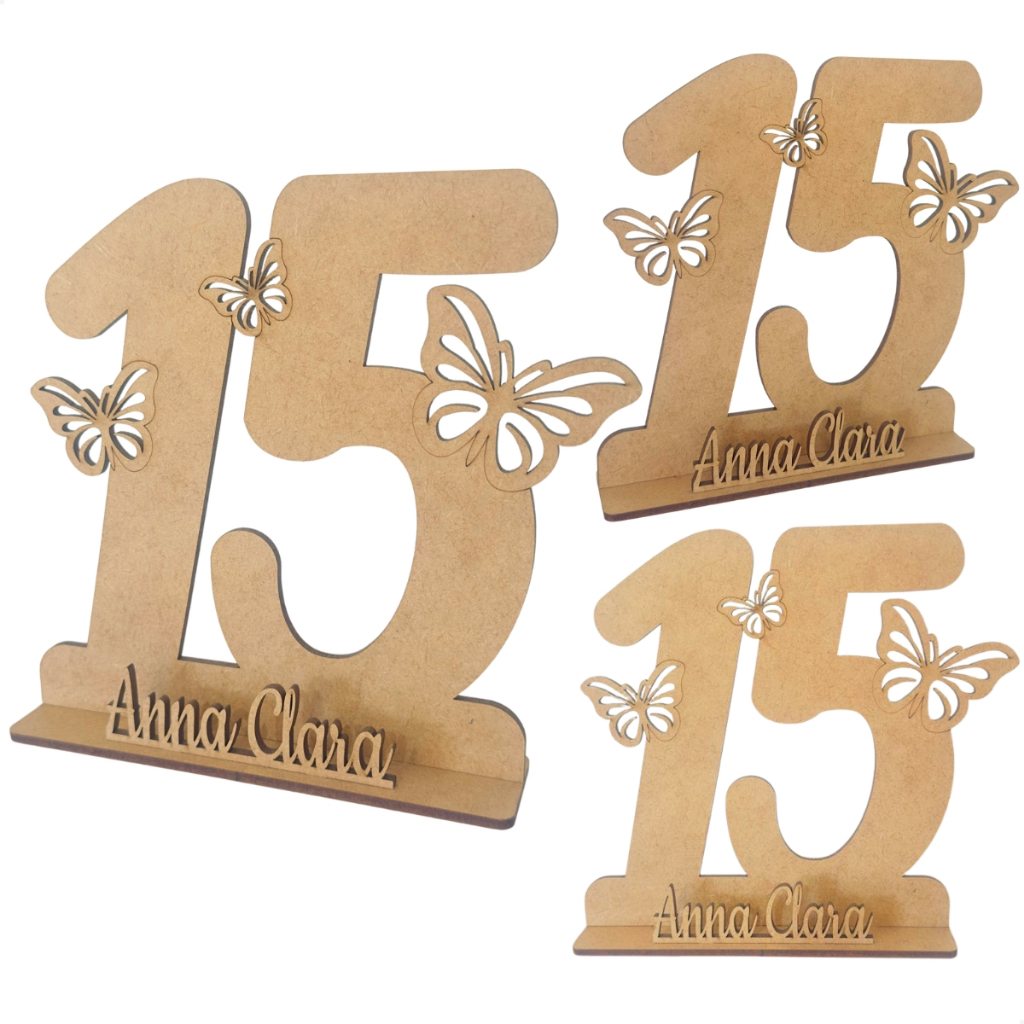 Kit 12 Lembrancinha Debutante Centro De Mesa Borboleta Jardim Encantado Mdf Cru Nome Personalizado