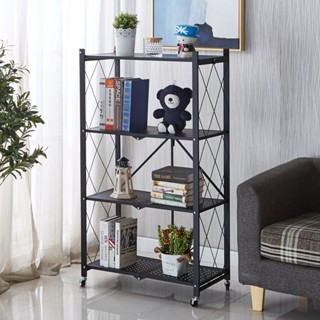 4 Prateleira de metal armazenamento dobrável com rodinhas não necessita montagem em Oferta na Shopee