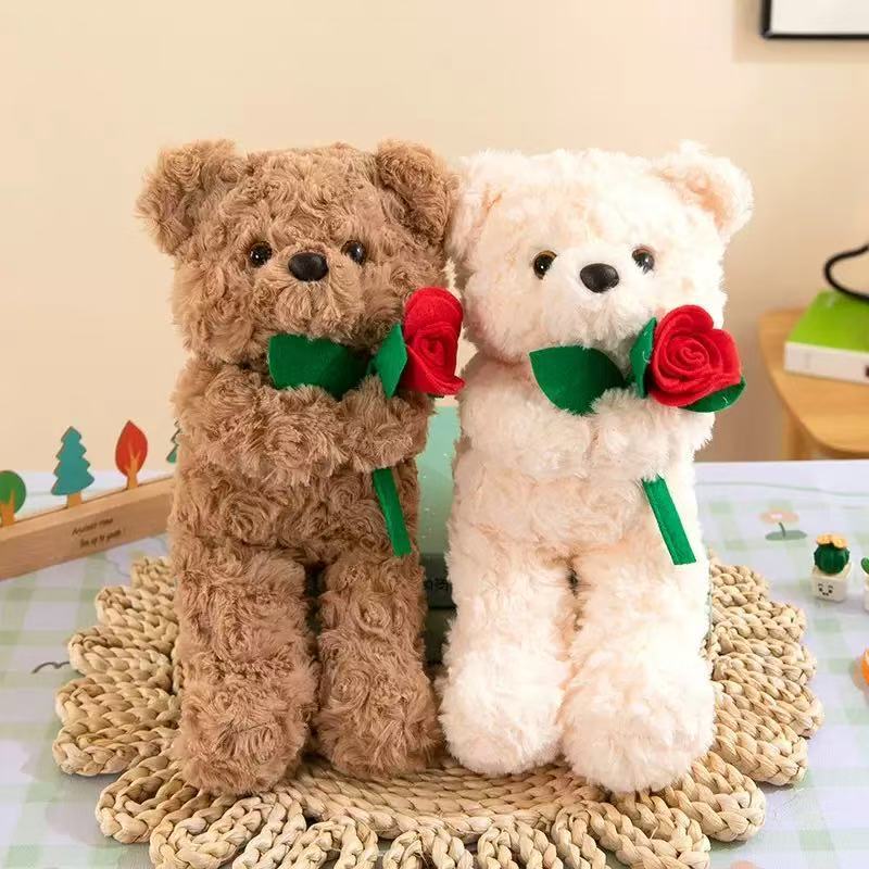 Ursinho De Pelucia Fofo Com Rosa Presente Dia Dos Namorados Casal 40cm